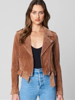 Blank NYC Chestnut Brown Suede Moto Jacket